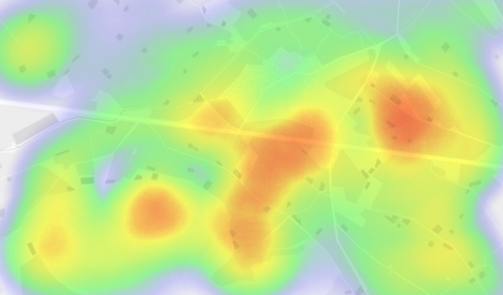 Mapa de calor con zonas de inversión destacadas.
