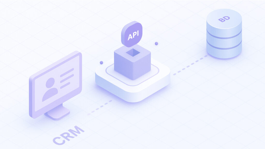 Diagrama de cómo una API conecta diferentes bases de datos con una plataforma inmobiliaria.