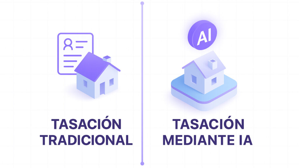 Infografía comparativa entre tasación tradicional vs. tasación mediante IA.