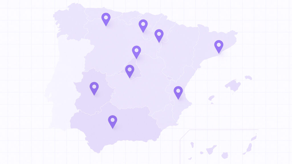 Mapa de provincias españolas con proyectos de microciudades en desarrollo