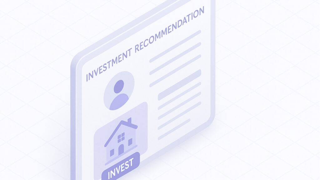 Mockup de recomendación personalizada de inversión